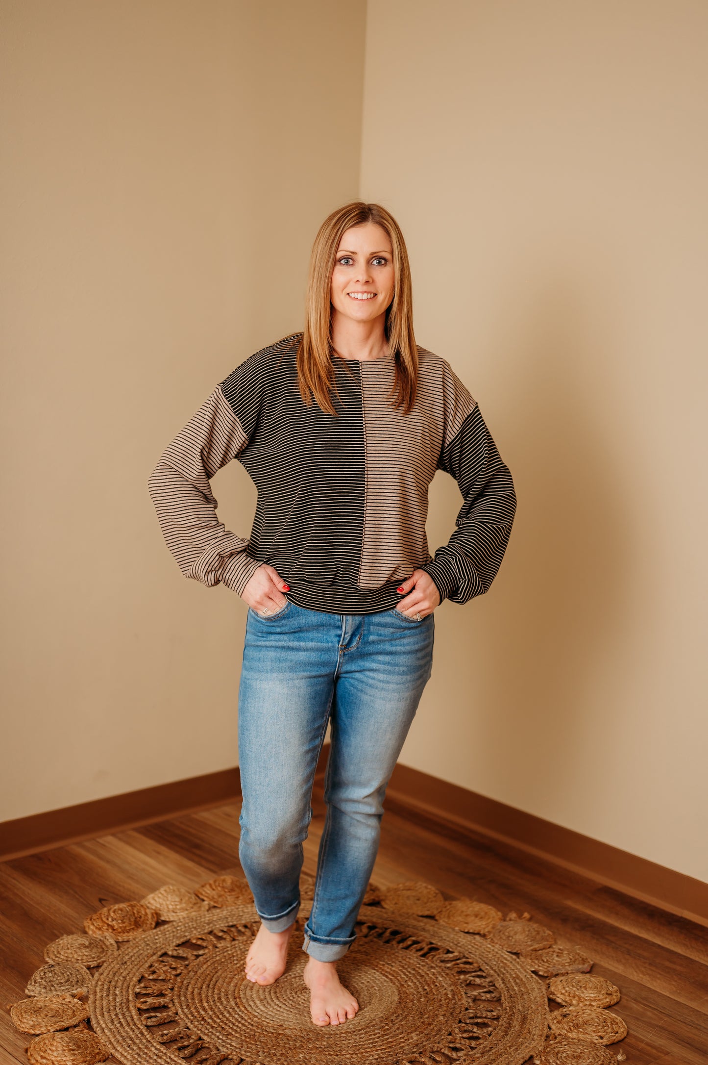 Mixed Stripe Long Sleeve Top