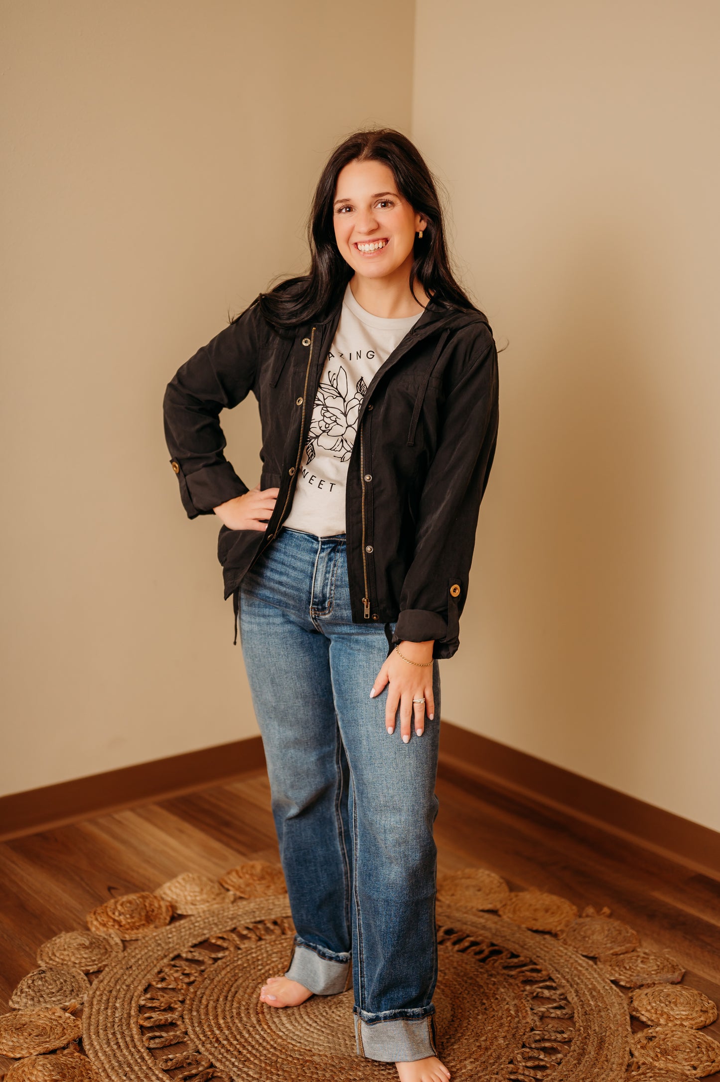 Hooded Drawstring Utility Jacket