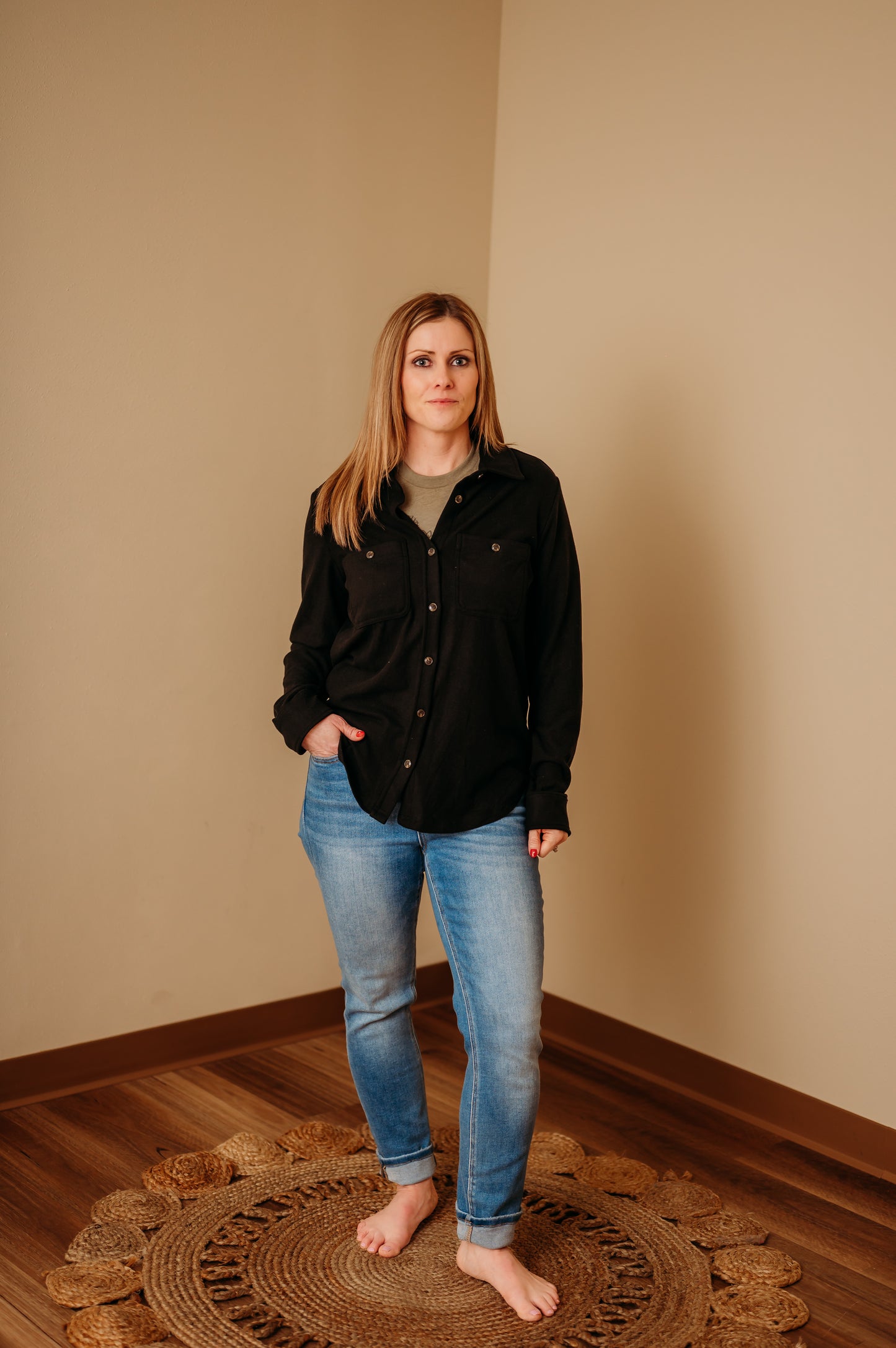 Black Super Soft Button Up