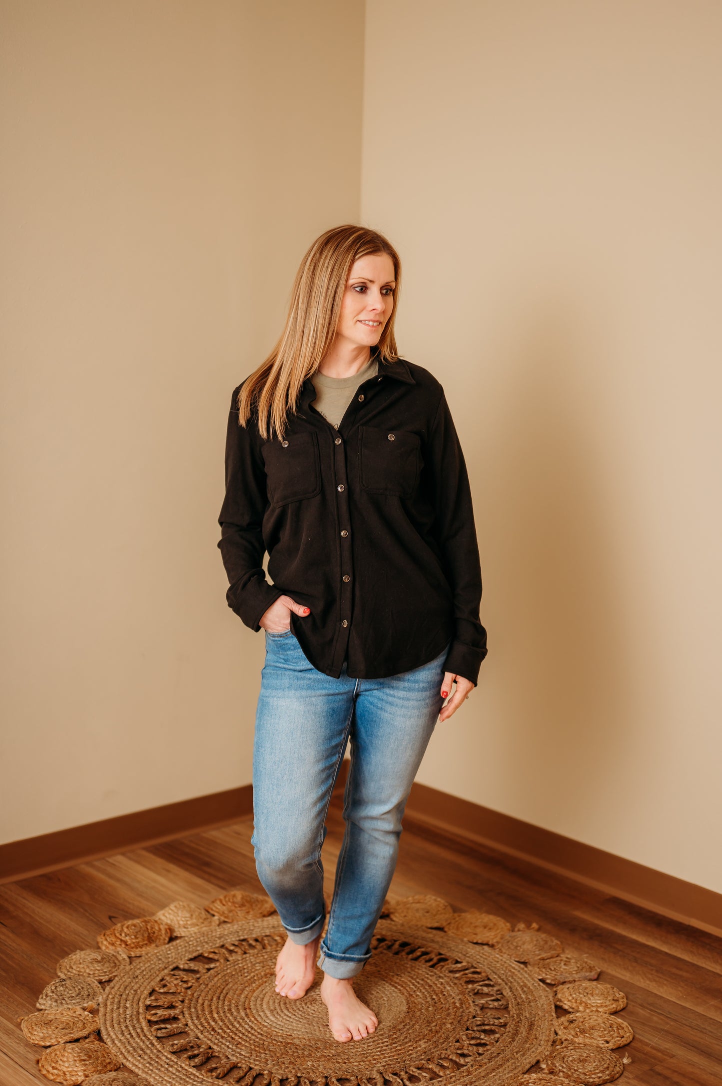 Black Super Soft Button Up