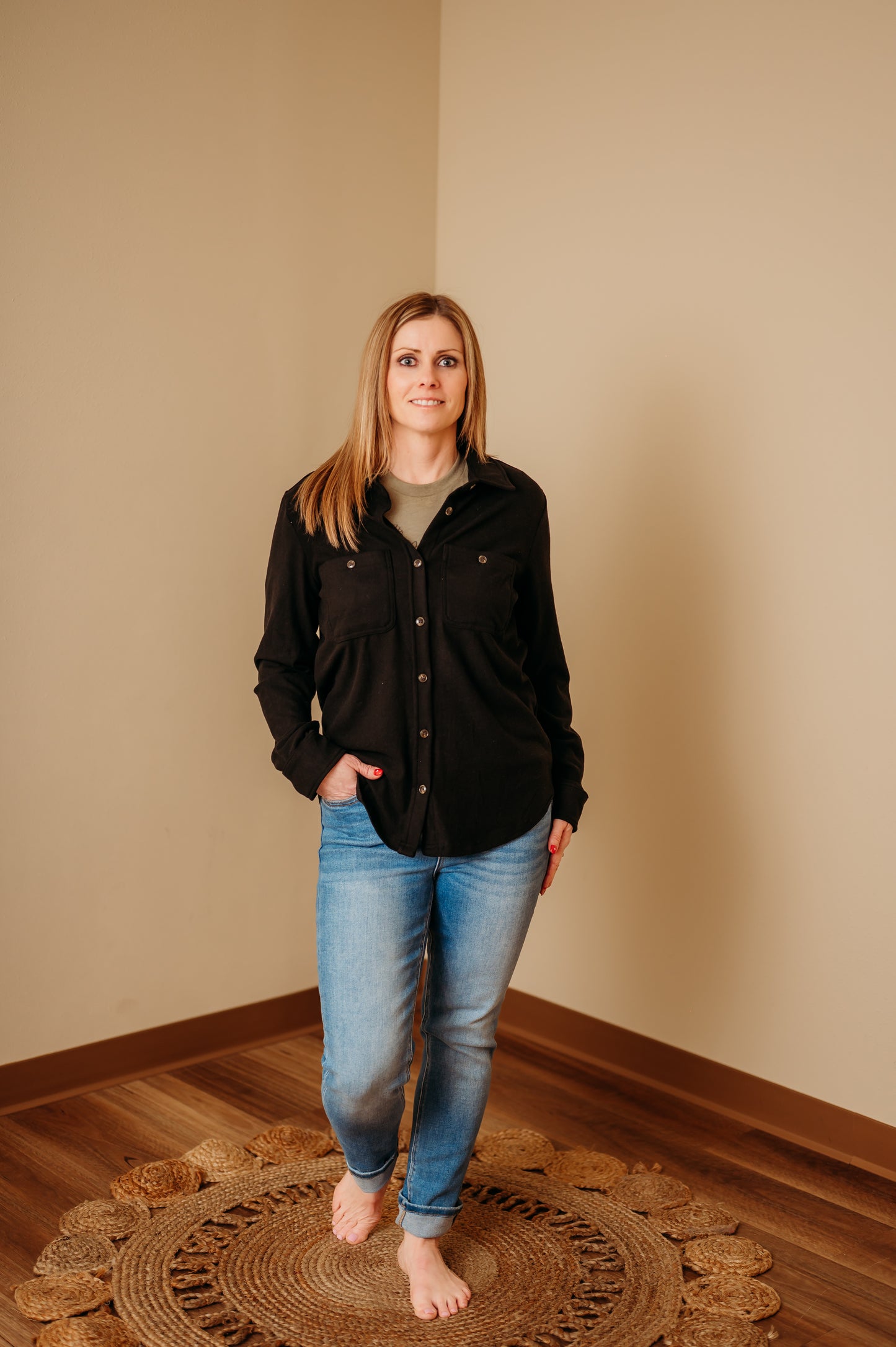 Black Super Soft Button Up