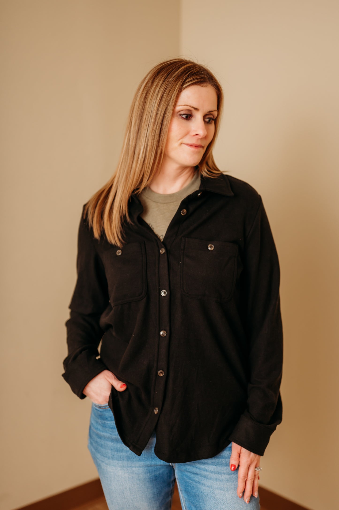 Black Super Soft Button Up