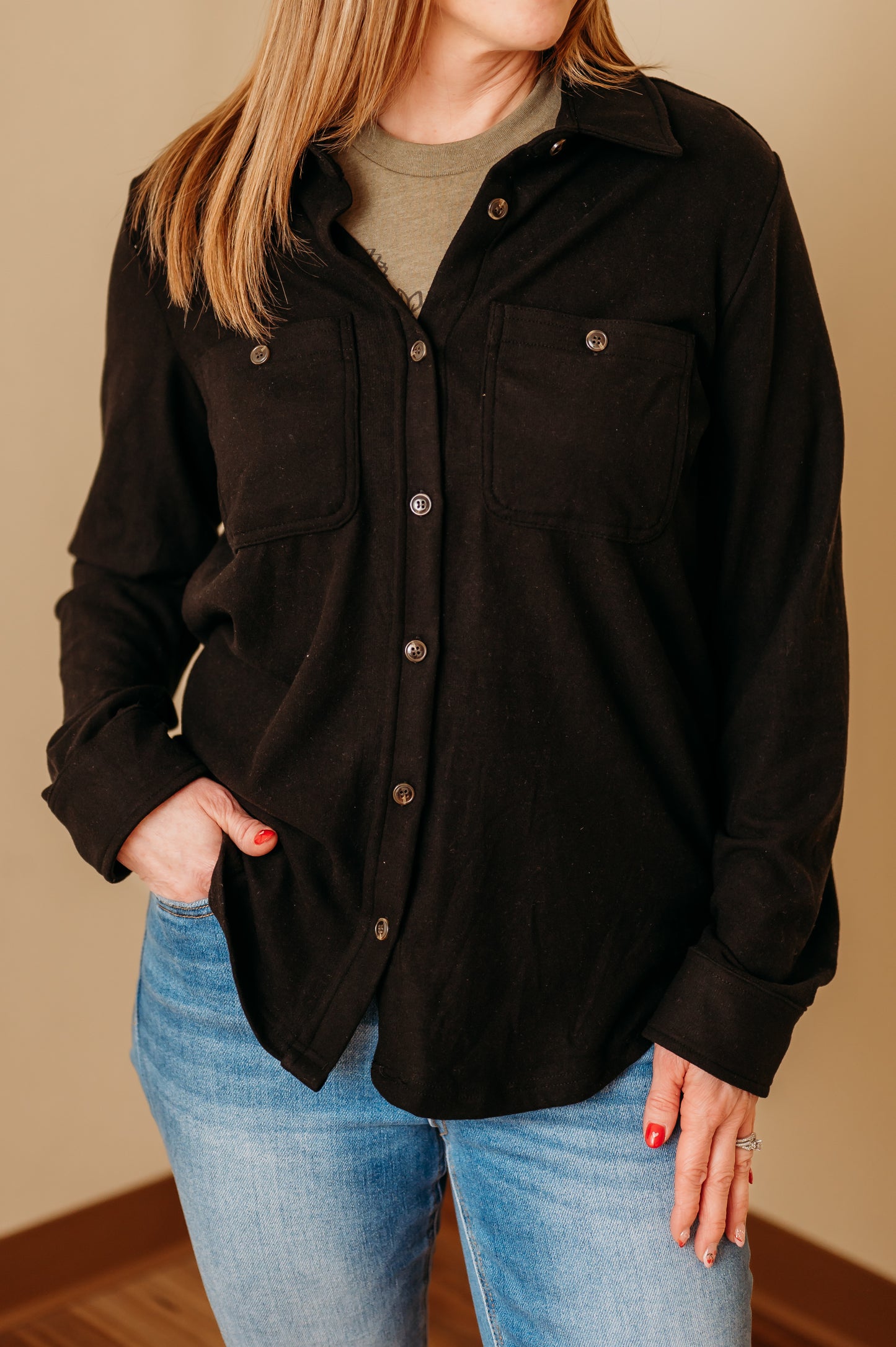 Black Super Soft Button Up