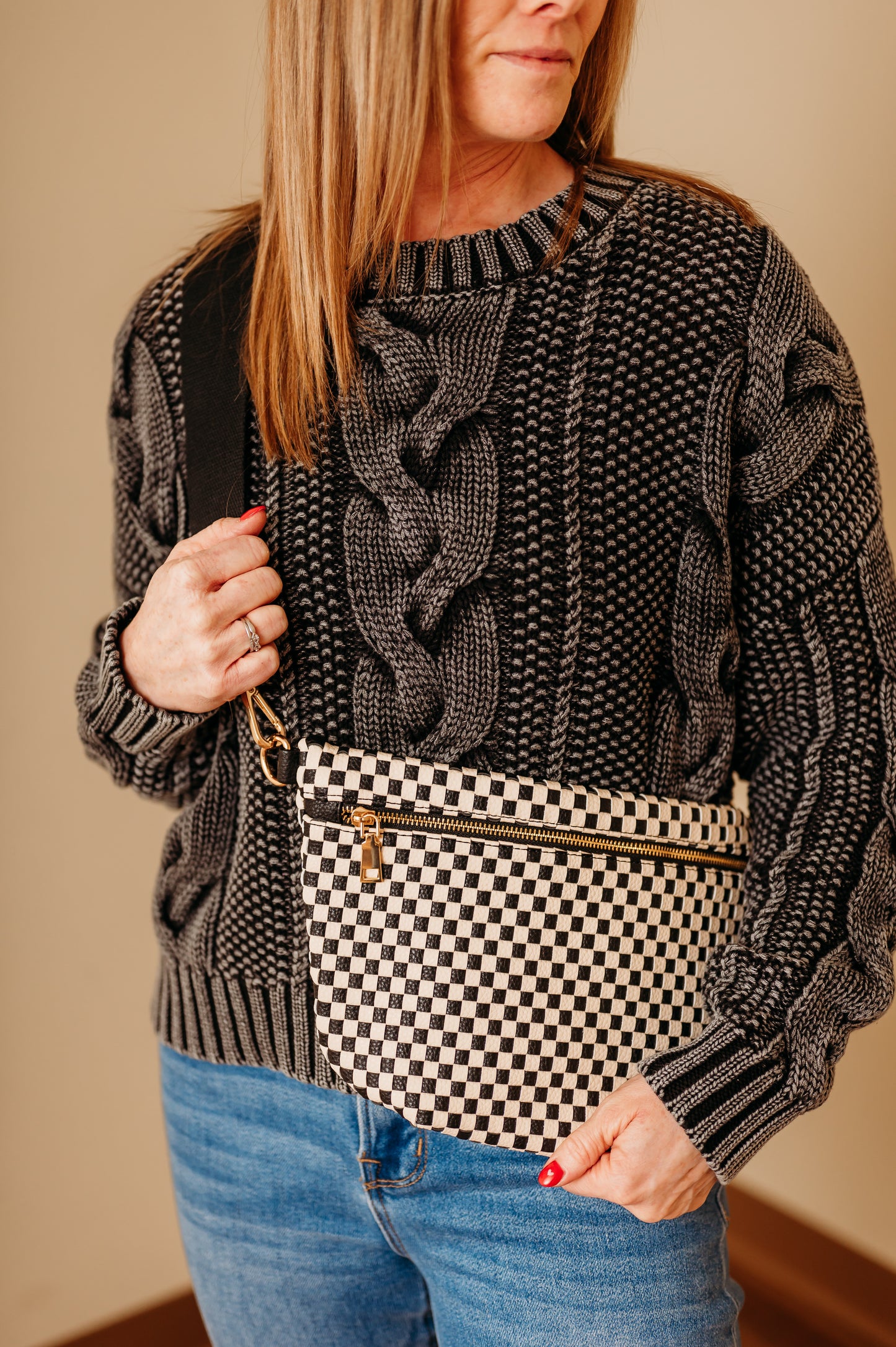 Westlyn Woven Bum Bag - Checkered Black