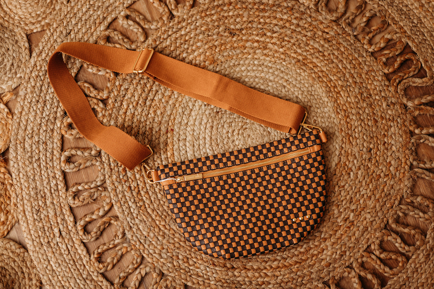 Westlyn Woven Bum Bag-Checkered Coffee