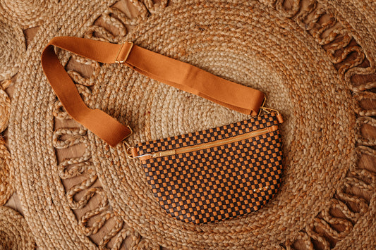 Westlyn Woven Bum Bag-Checkered Coffee