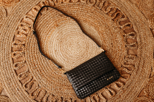 Wrenlee Woven Flap Crossbody- Black