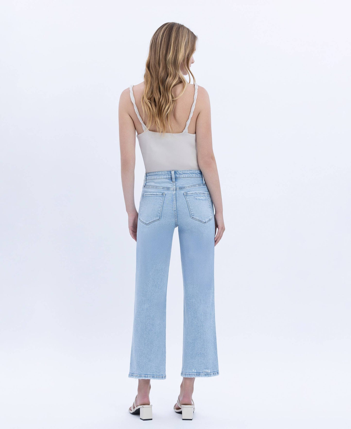 Vervet: High Rise Light Wash Crop Slim Wide Jeans