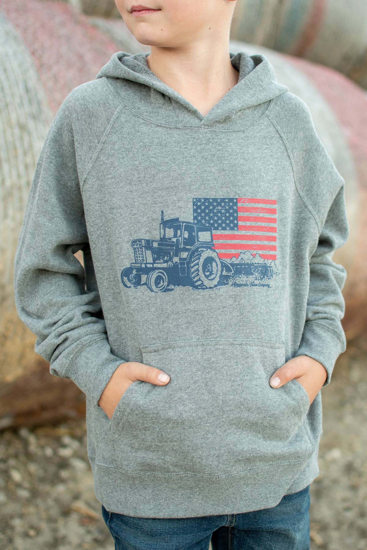 Patriotic Tractor Hoodie - Youth + Toddler