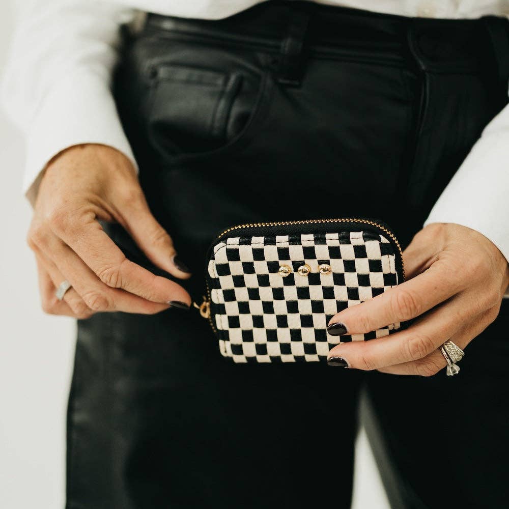 Wynona Woven Wallet - Checkered Black