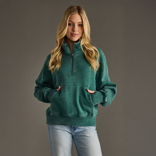 Dark Green Quarter Zip Sweatshirt