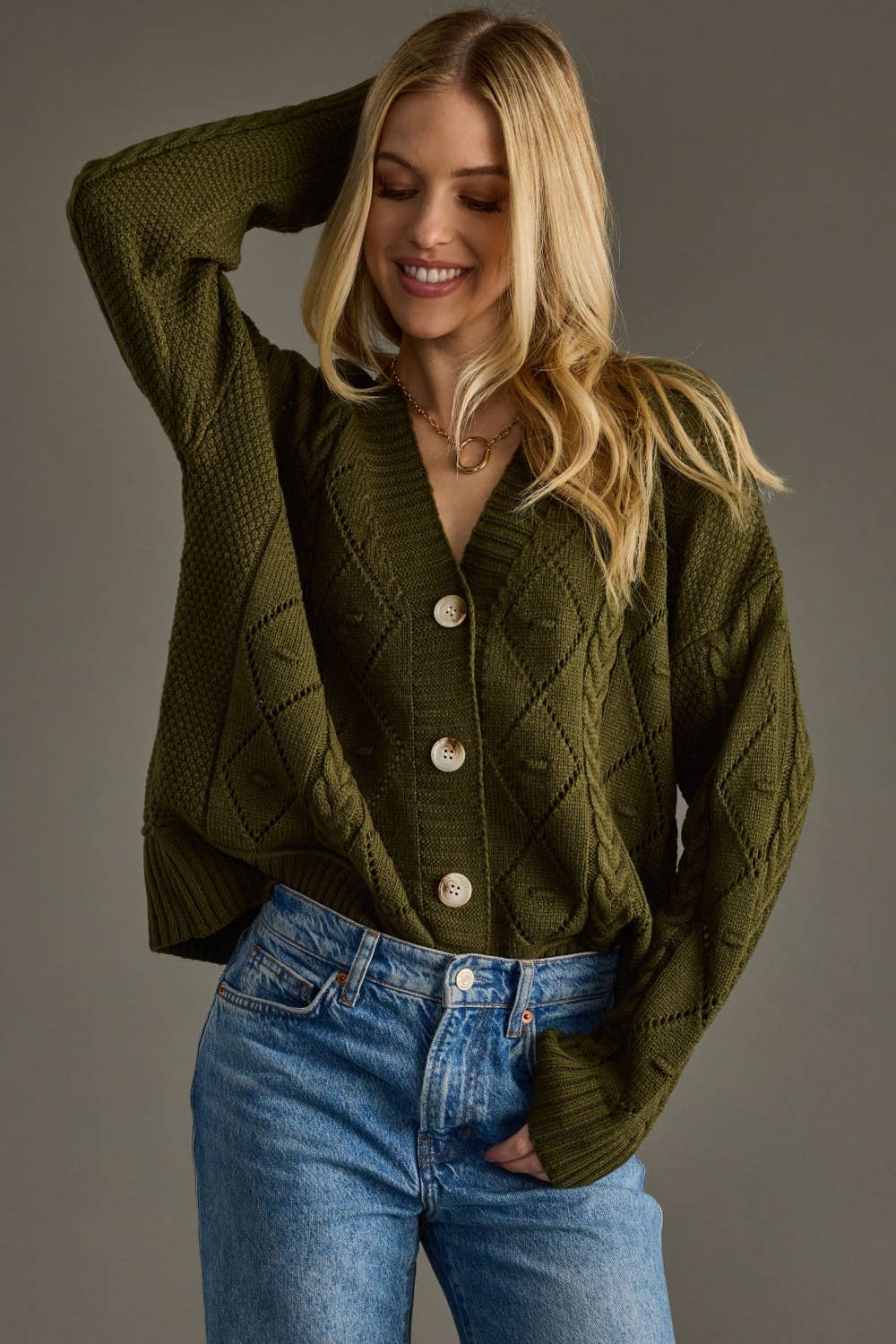 Olive Button Up Cardigan