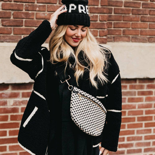 Westlyn Woven Bum Bag - Checkered Black