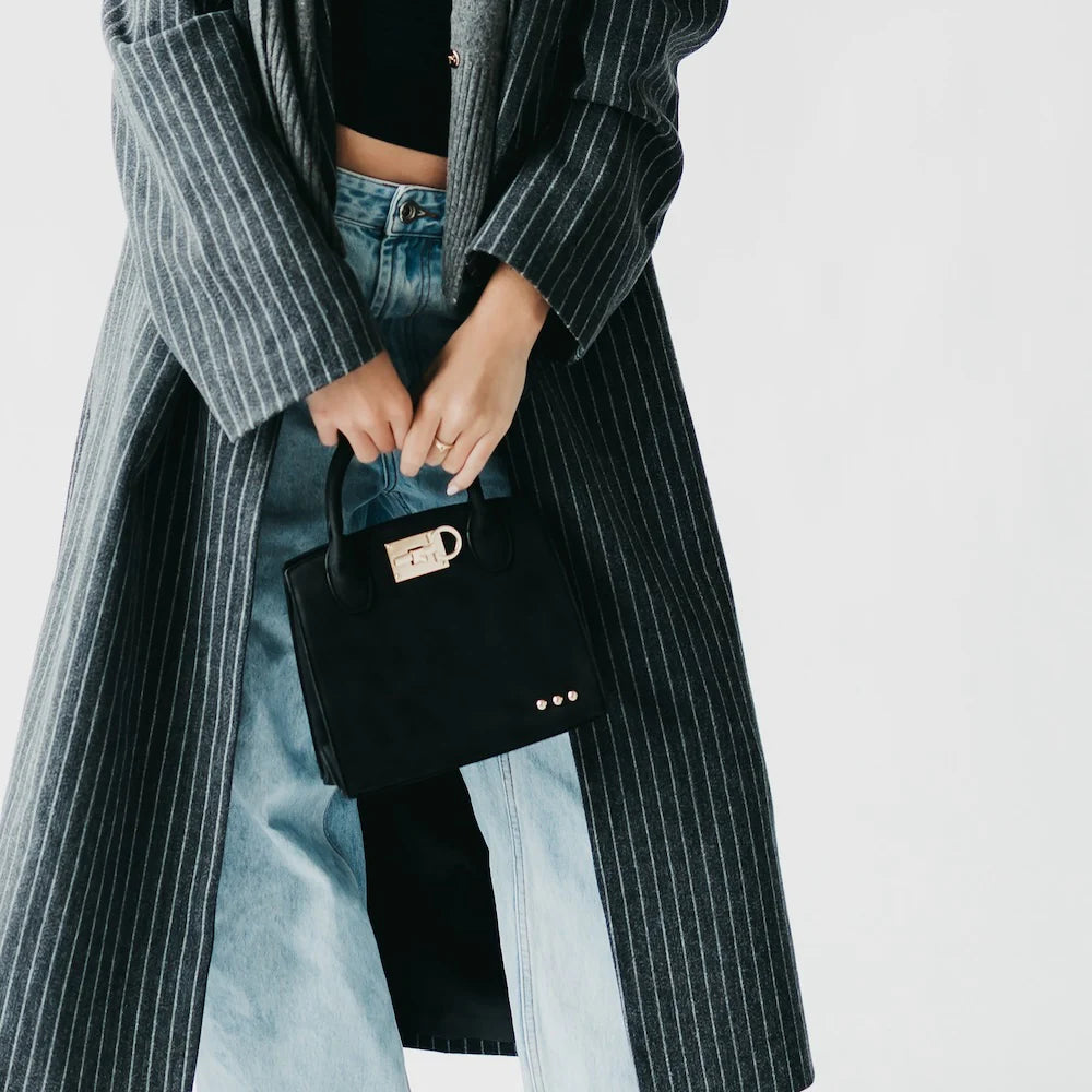 Nixie Nubuck Small Tote-Black