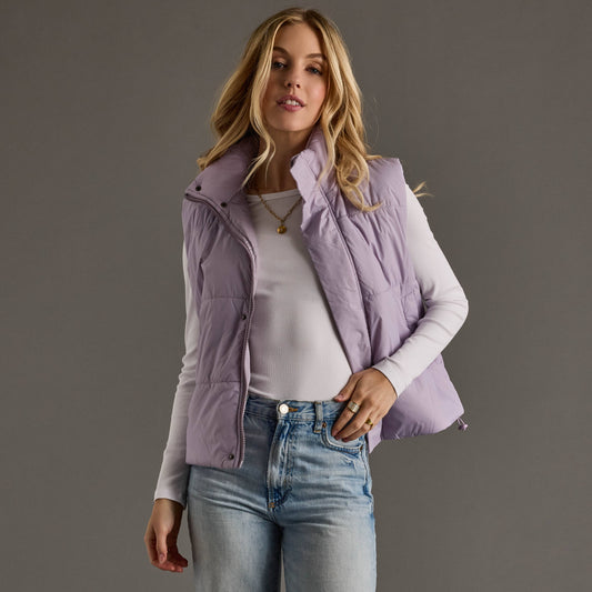 Light Lavender Puffer Vest - Women's Zip Vest