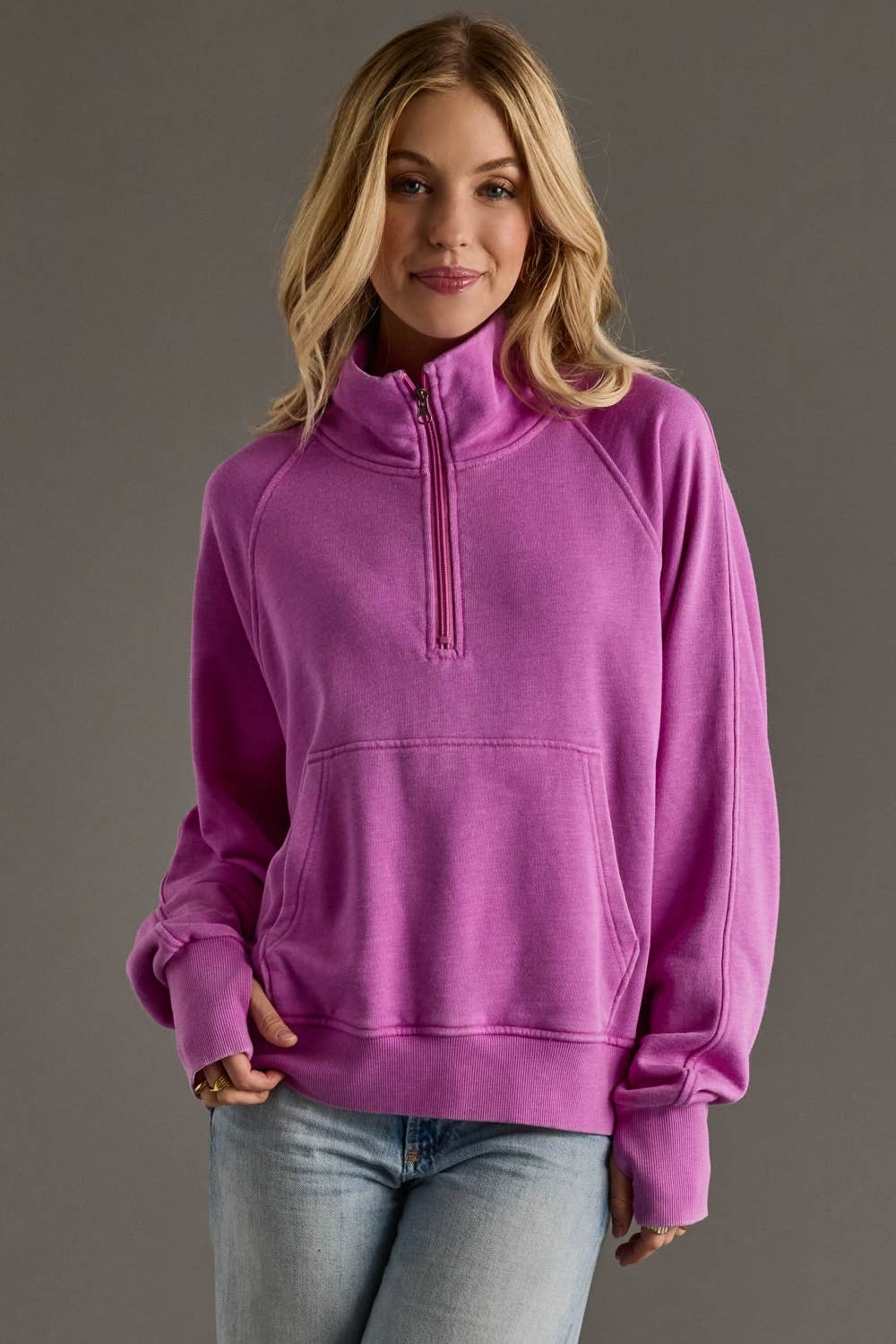 Purple Quarter Zip Sweatshirt - Women's Pullover