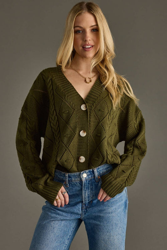 Olive Button Up Cardigan