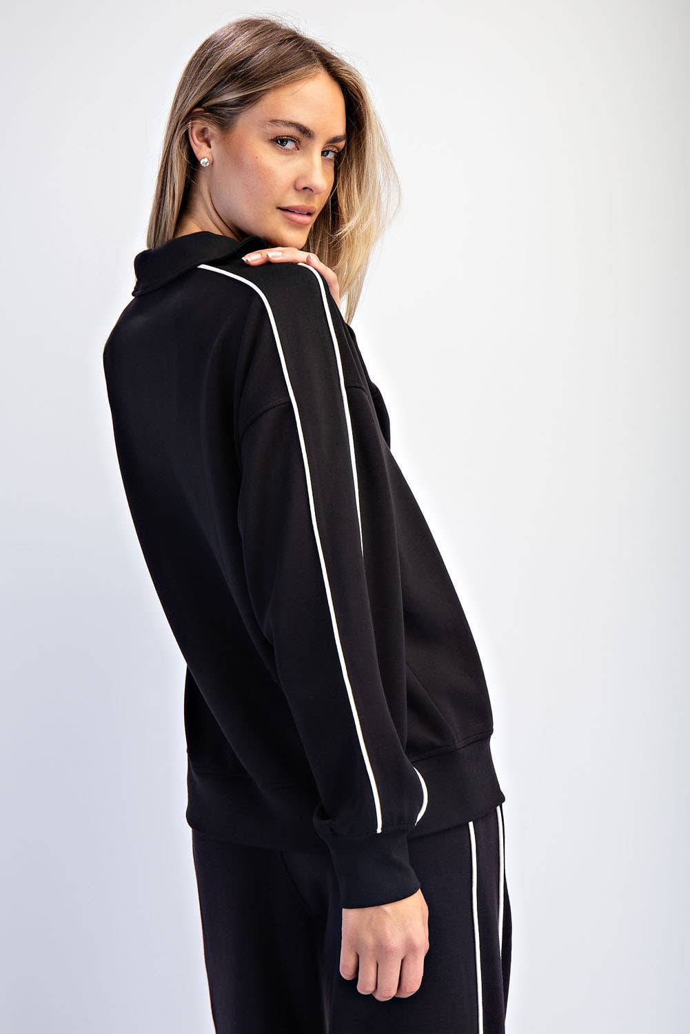 Scuba Polo Top – Black & Cream