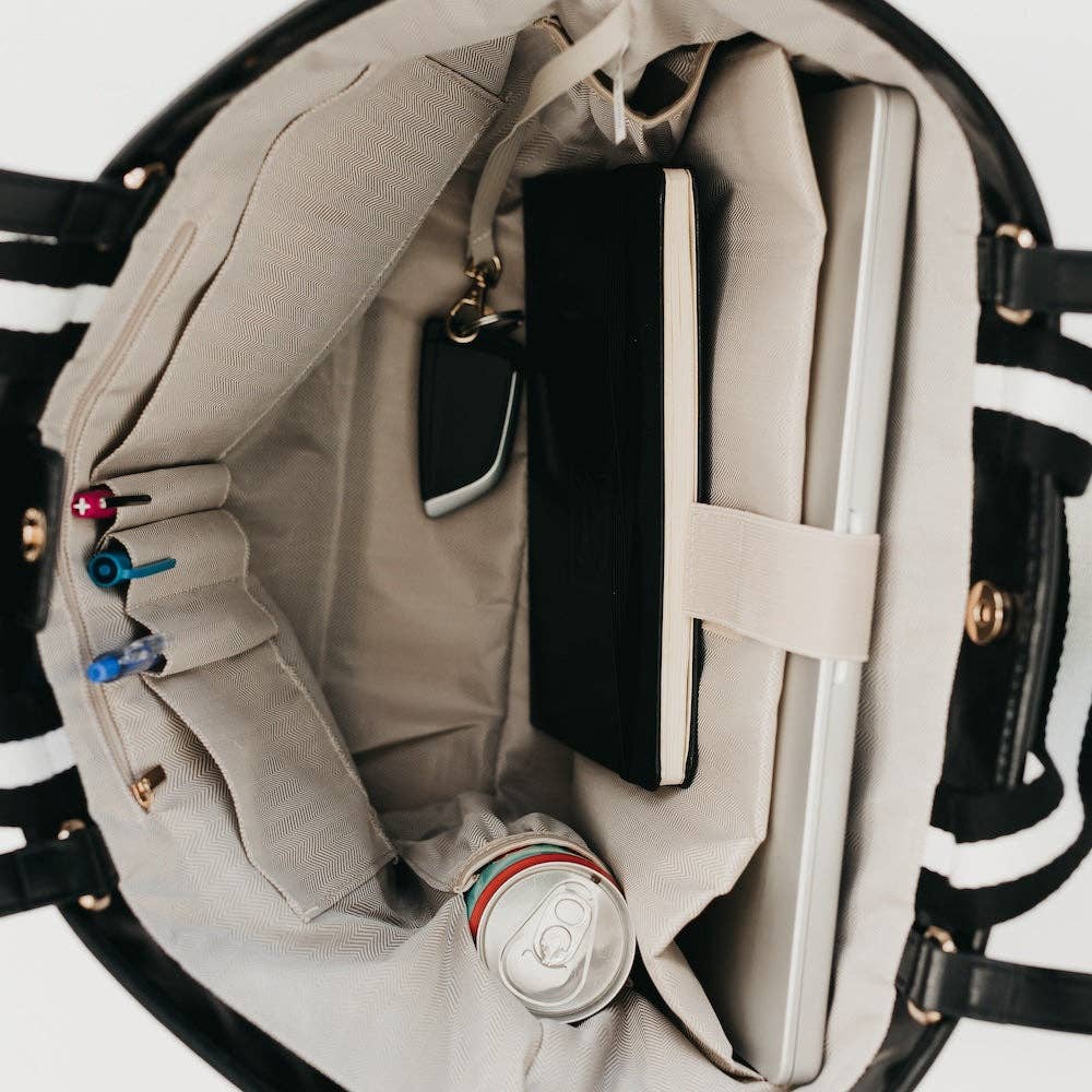 Woven Tiffany Organizer Tote Bag - Black