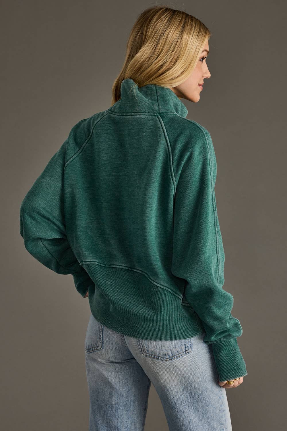 Dark Green Quarter Zip Sweatshirt