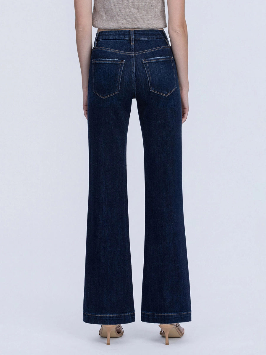 Vervet: High Rise Dark Trouser Hem Vintage Flare Jeans